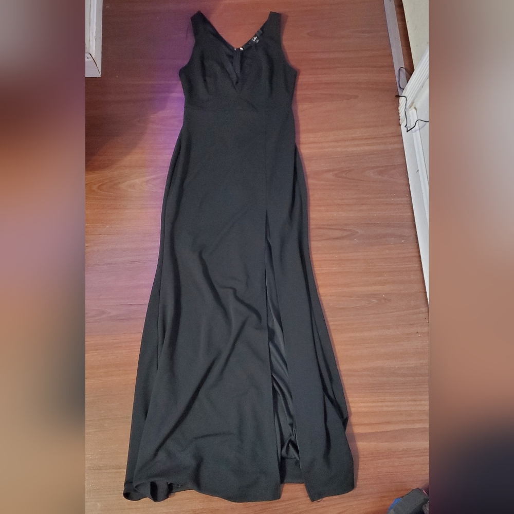 Lulu's Black Maxi Dress with Side Slit